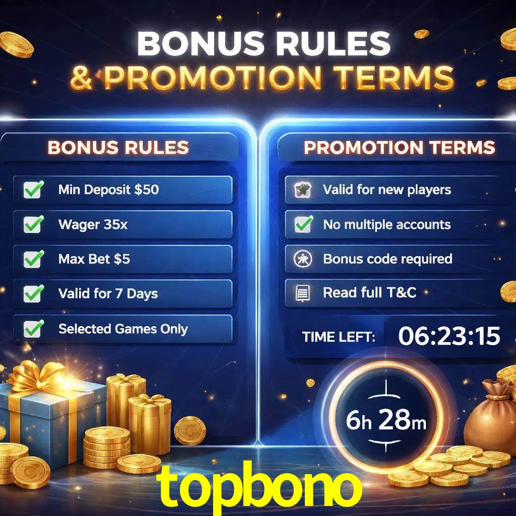Reglas de promoción topbono y condiciones de bonos explicadas visualmente